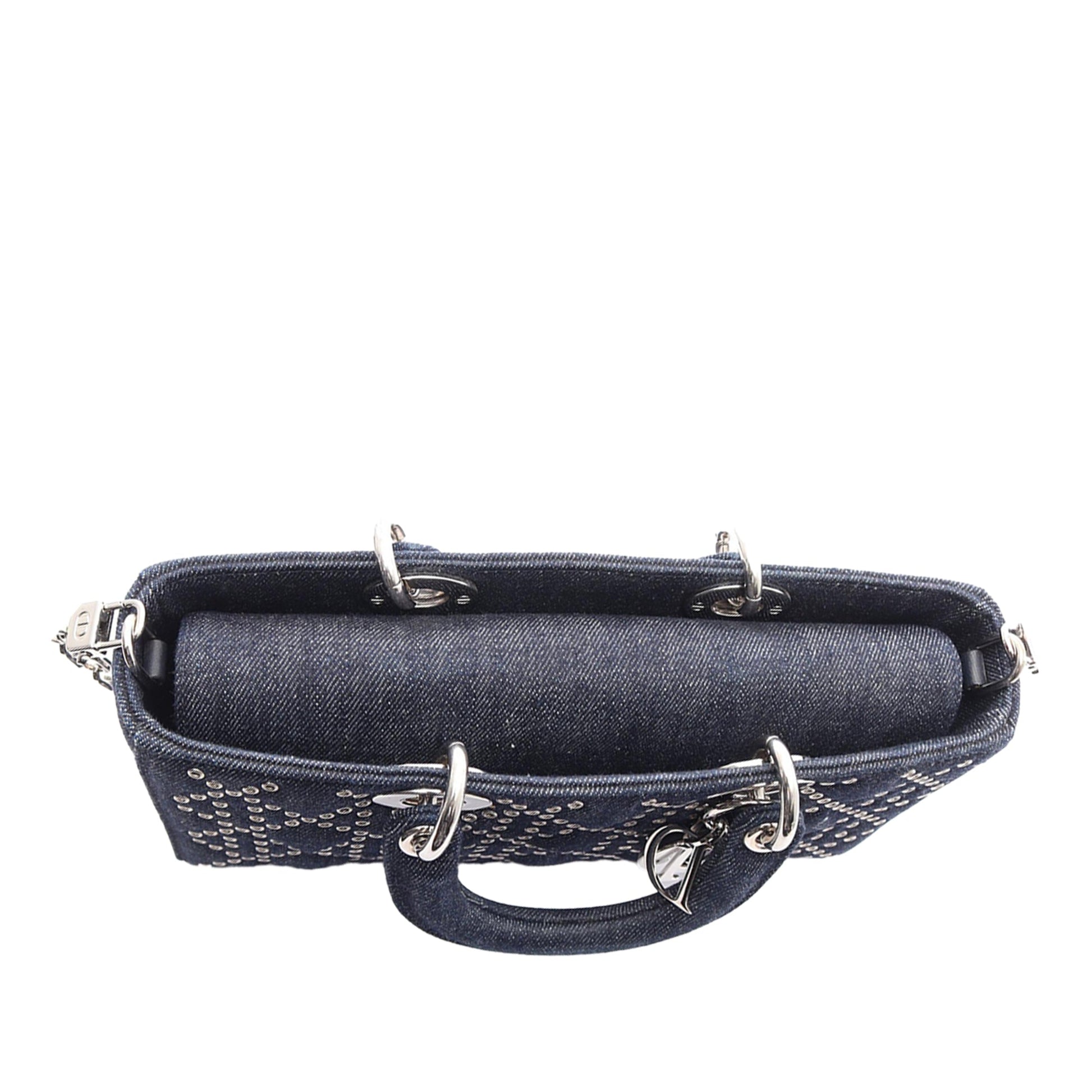 Dior Medium Denim Cannage Eyelet Lady D Joy