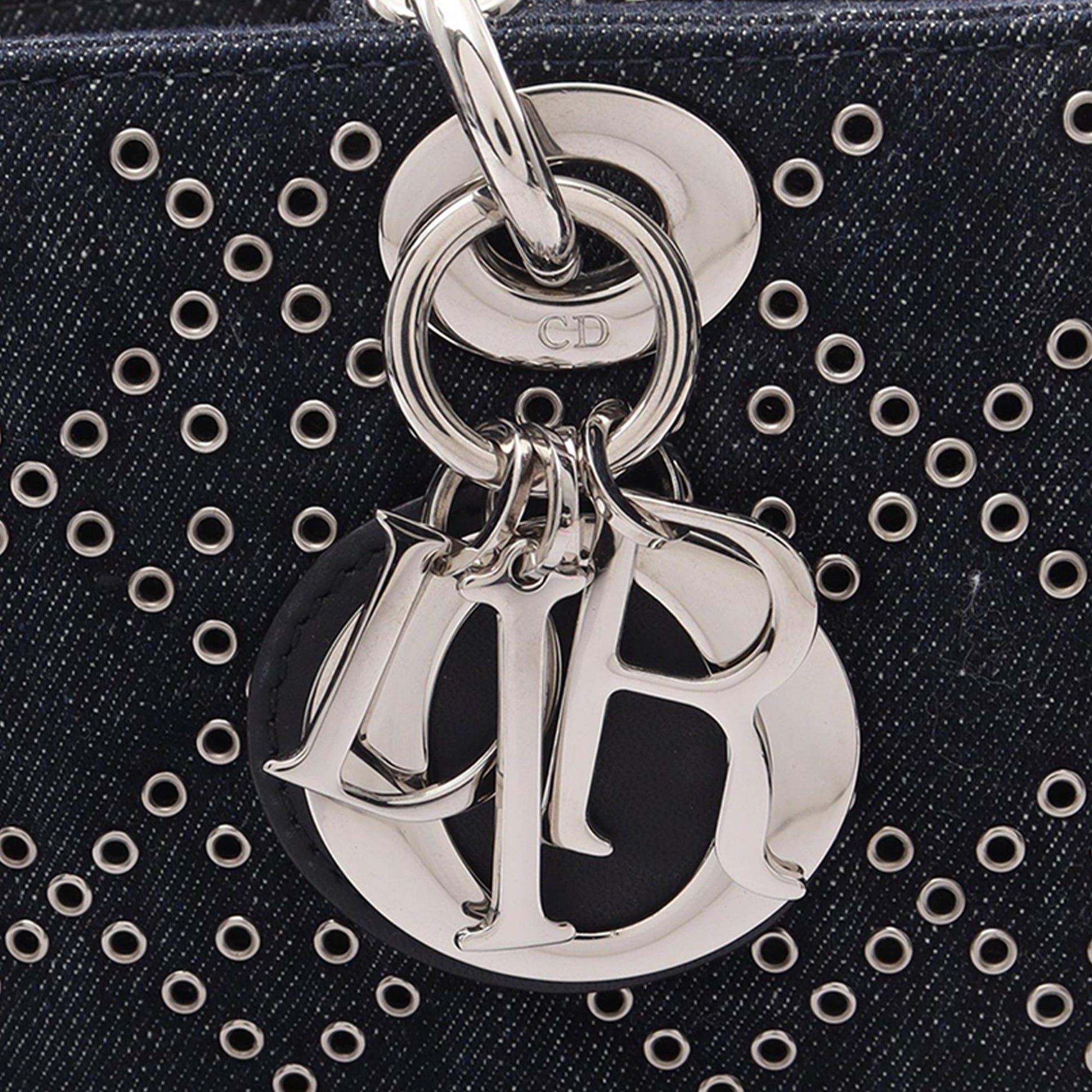 Dior Medium Denim Cannage Eyelet Lady D Joy