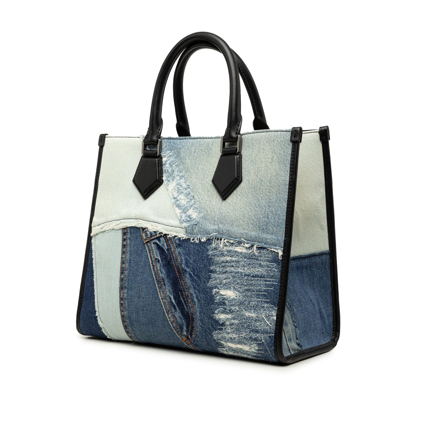 Dolce & Gabbana Denim Patchwork Logo Shopper Tote