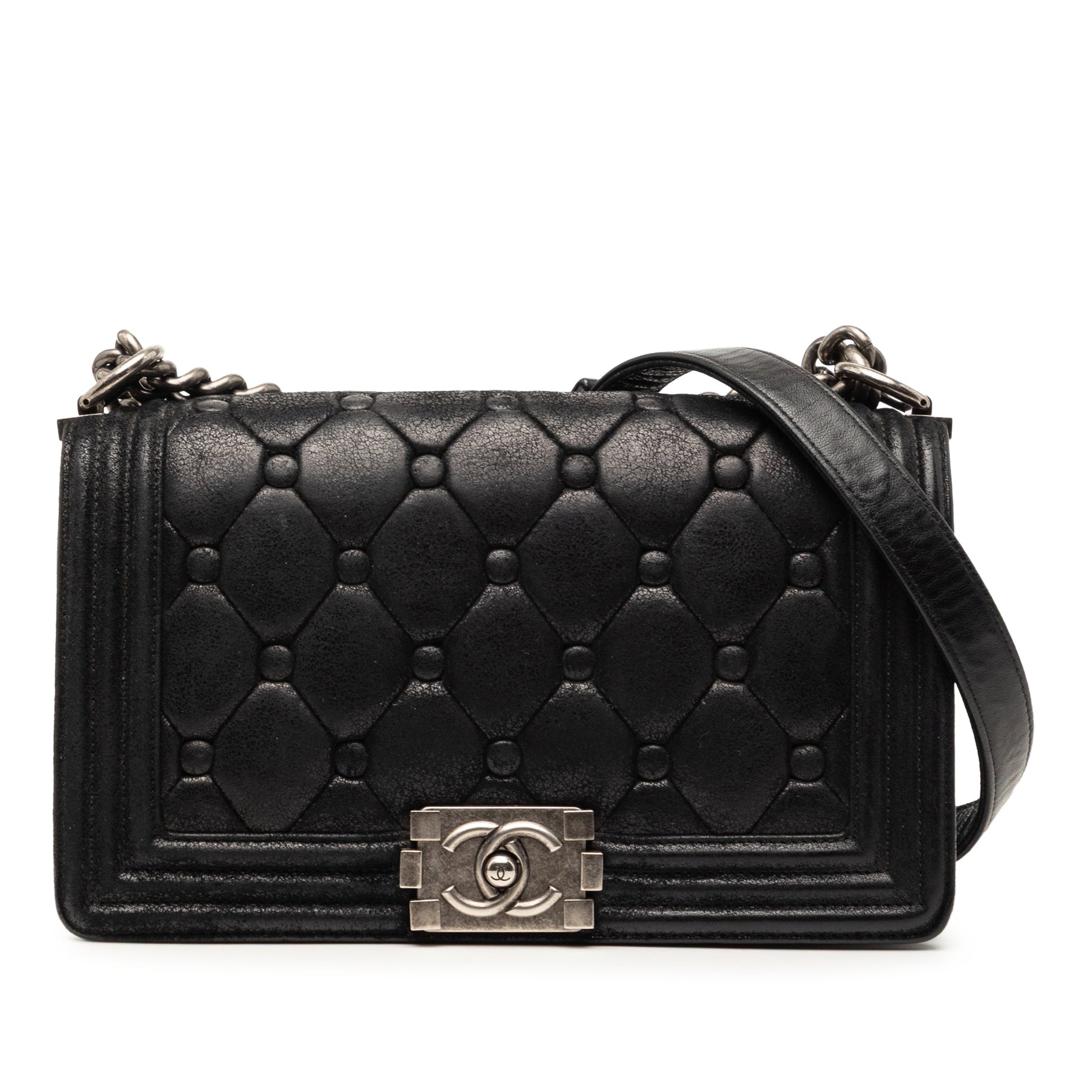 Chanel Old Medium Quilted Suede Chesterfield Boy Flap