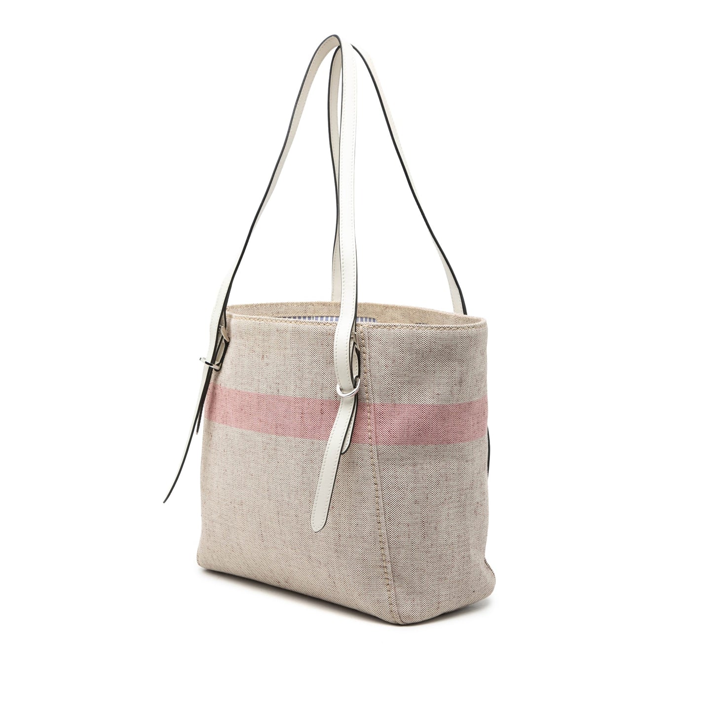 Prada Canvas Logo Stripe Shopper Tote