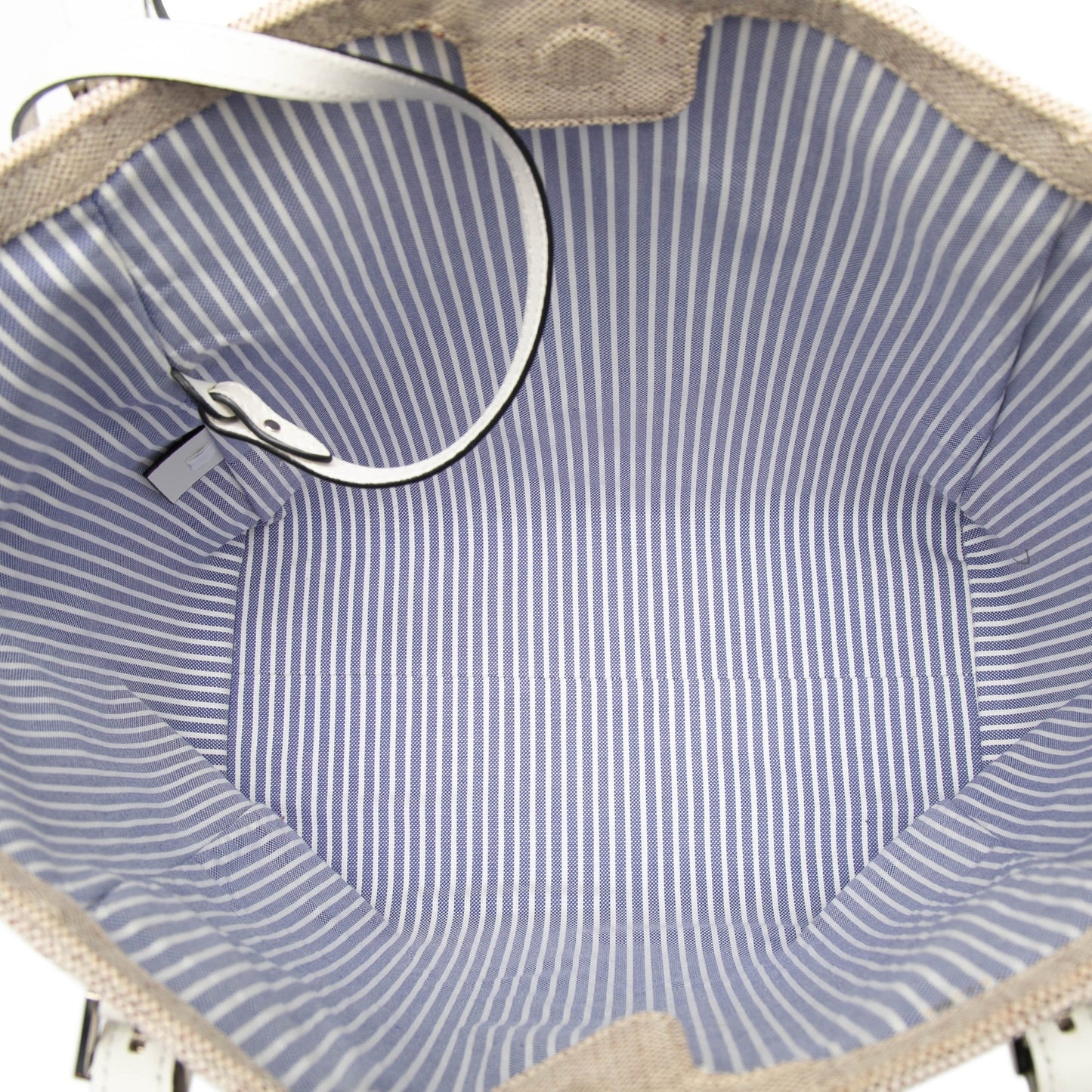 Prada Canvas Logo Stripe Shopper Tote