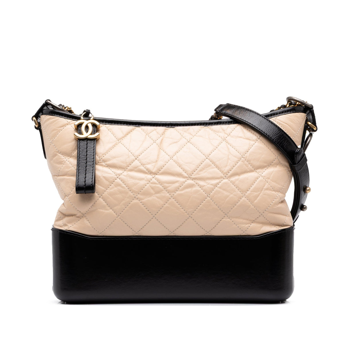 Chanel Medium Bicolor Lambskin Gabrielle Crossbody — Beige