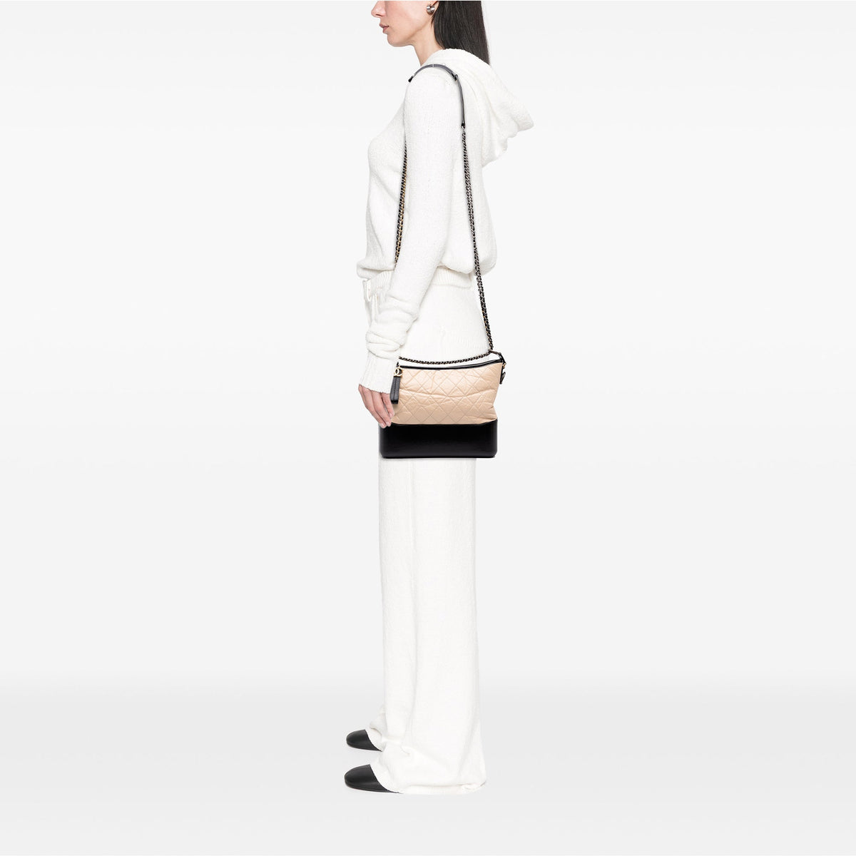 Chanel Medium Bicolor Lambskin Gabrielle Crossbody — Beige