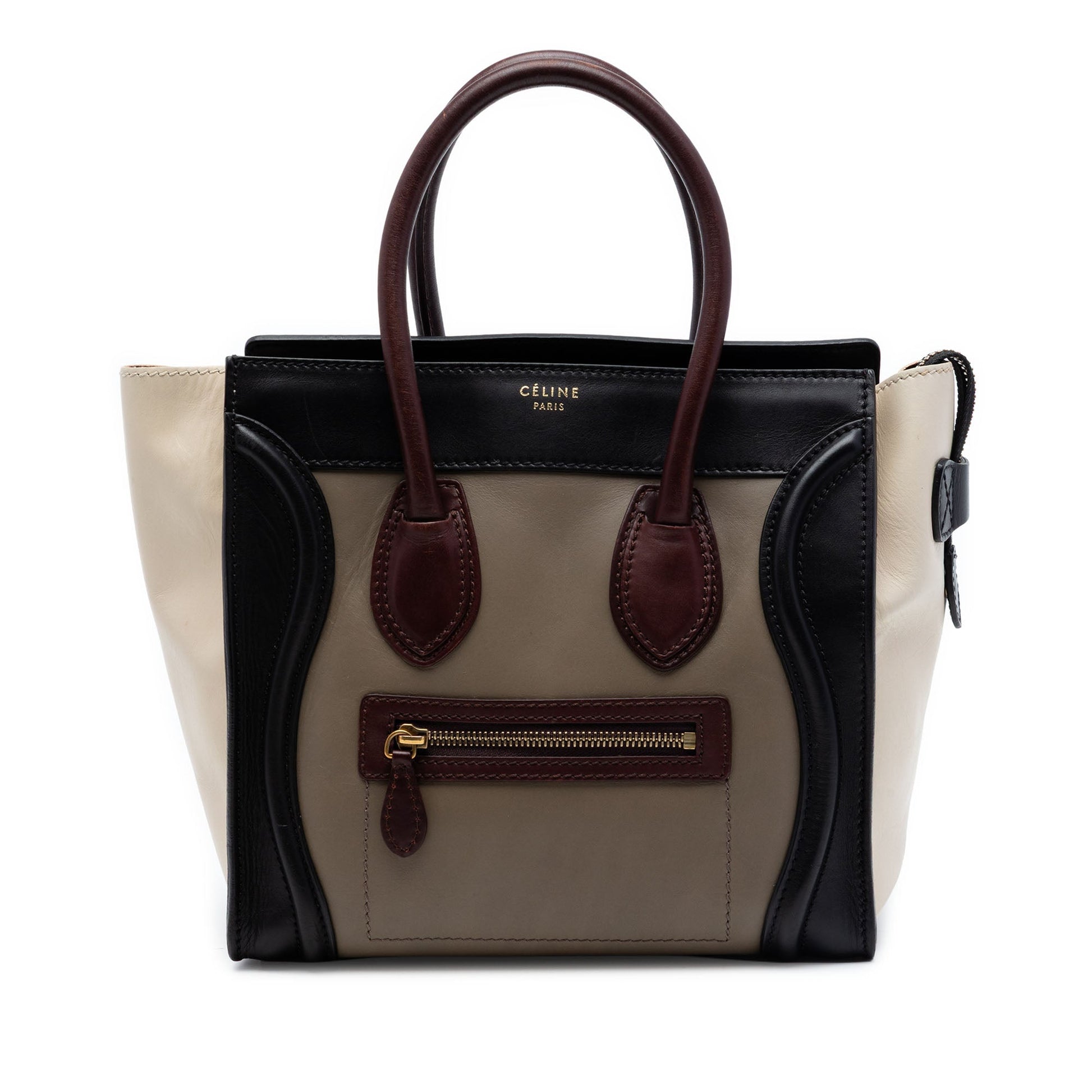 Celine Micro Tricolor Leather Luggage Tote