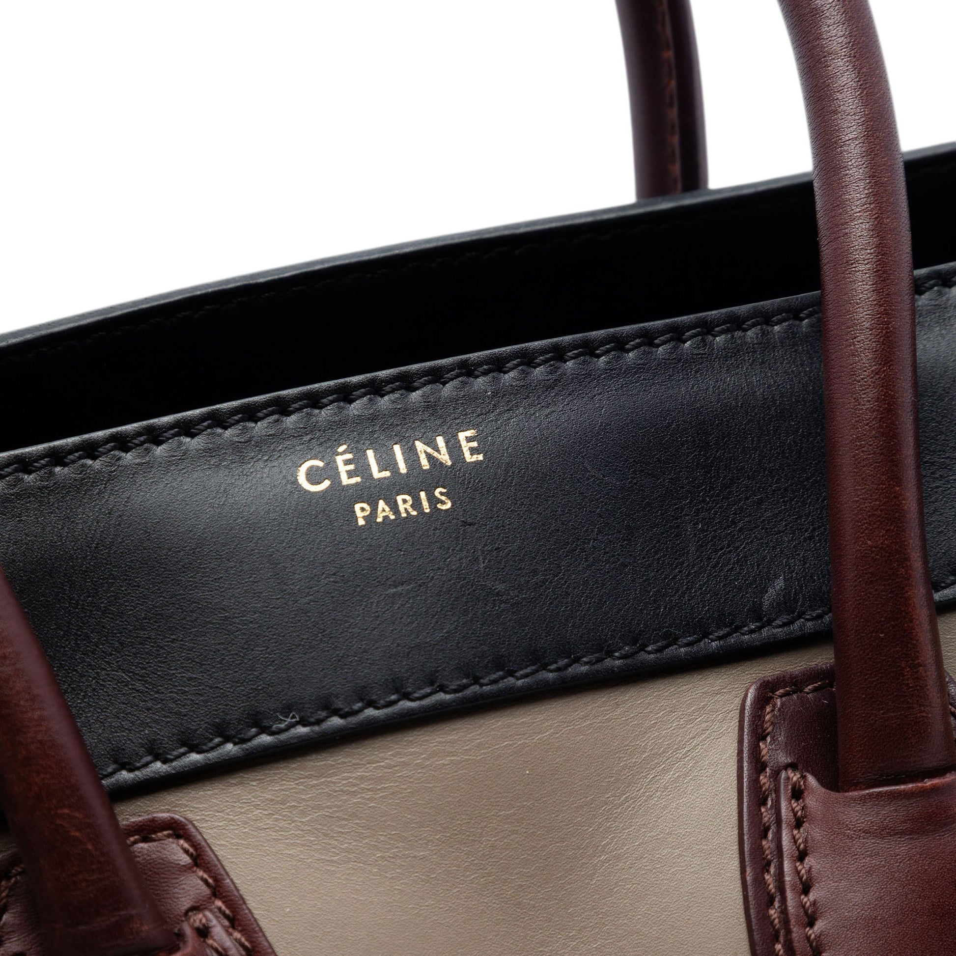 Celine Micro Tricolor Leather Luggage Tote