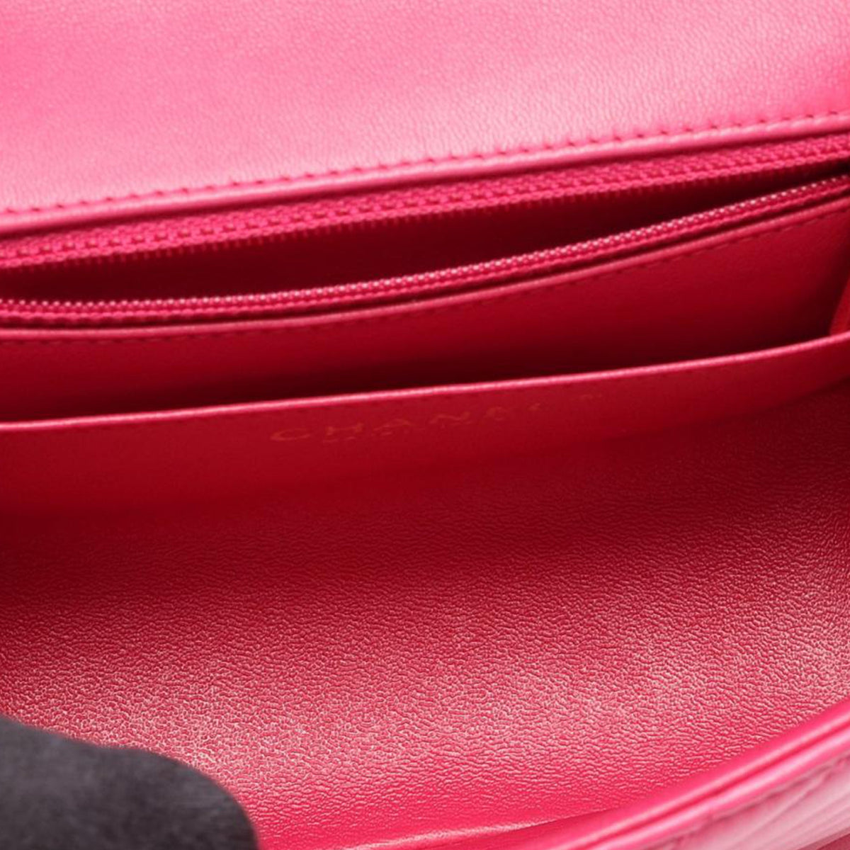 Chanel Mini Square Classic Chevron Lambskin Single Flap — Pink