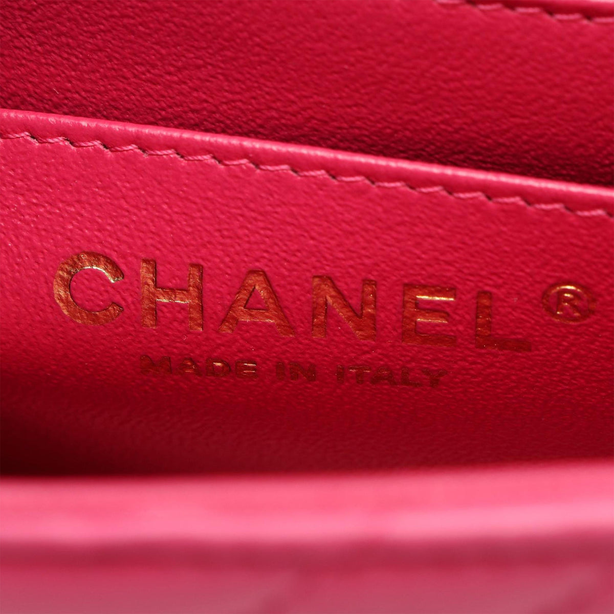 Chanel Mini Square Classic Chevron Lambskin Single Flap — Pink