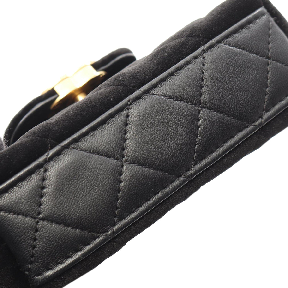 Chanel Nano Quilted Velvet Kelly Shopper Bag