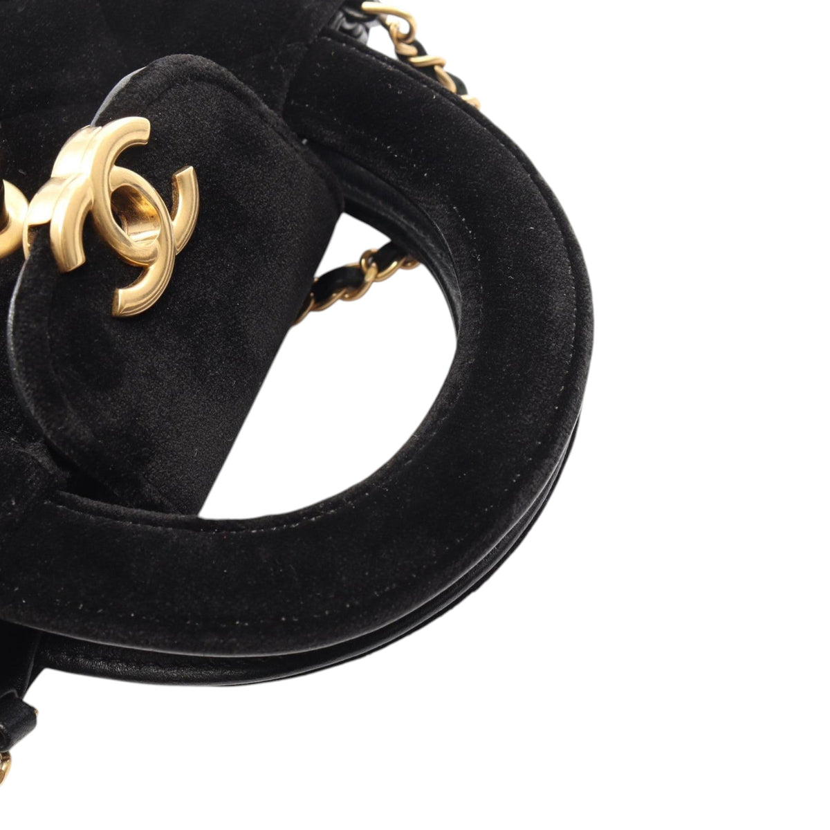 Chanel Nano Quilted Velvet Kelly Shopper Bag