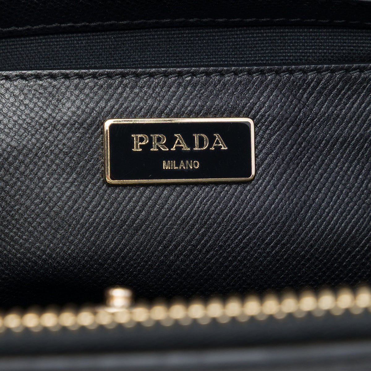 Prada Saffiano Trimmed Nappa Convertible Tote