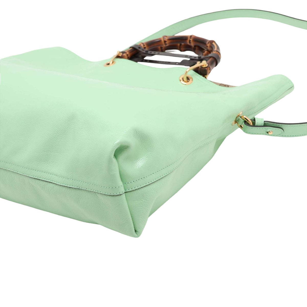 Gucci Large Calfskin Bamboo Reversible Tote — Green