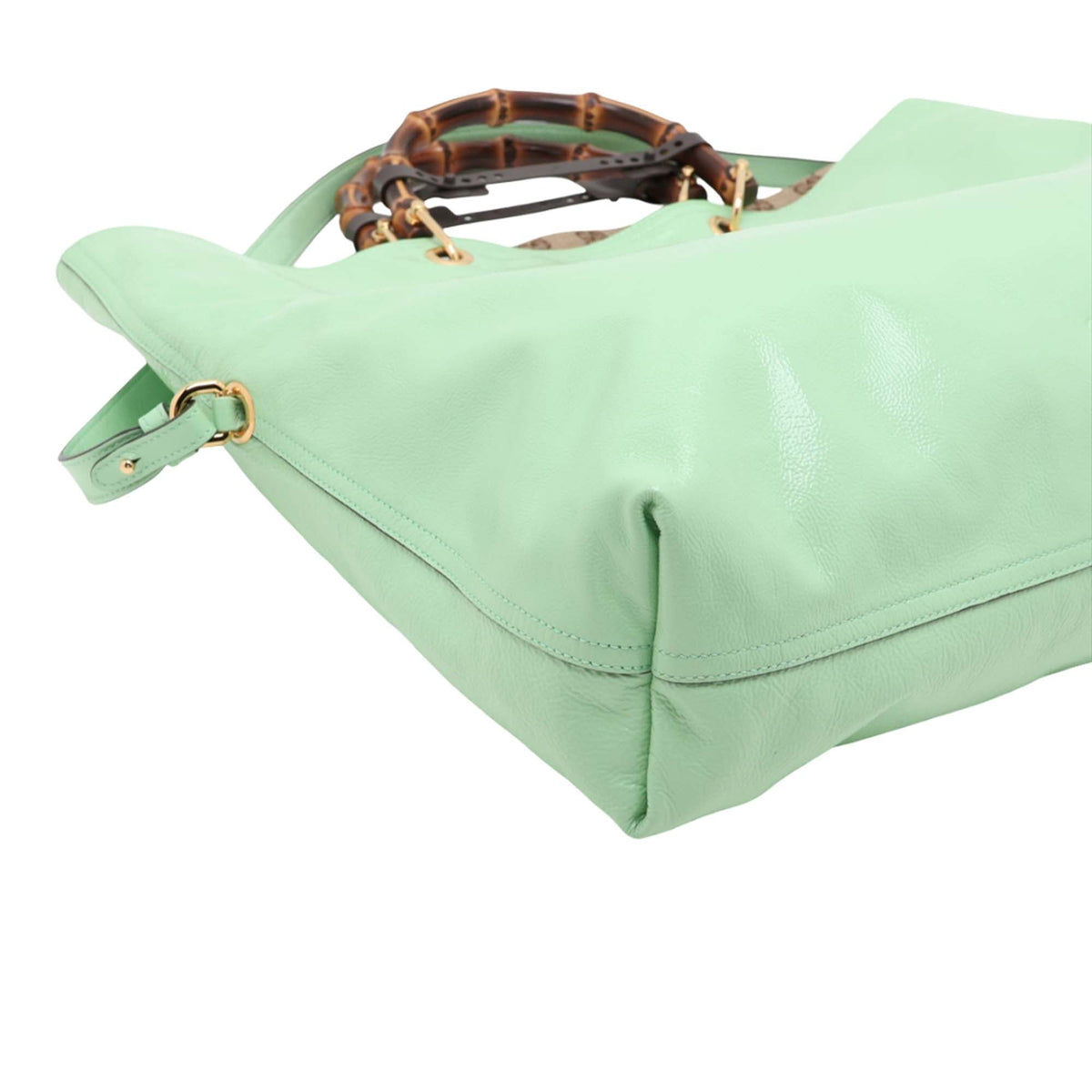 Gucci Large Calfskin Bamboo Reversible Tote — Green