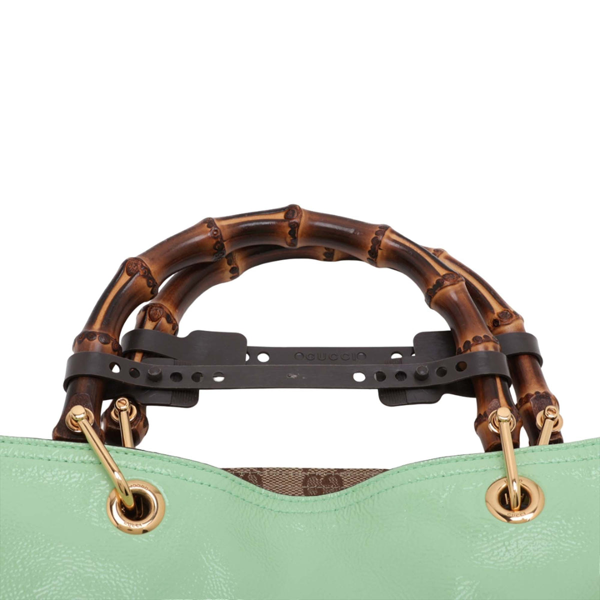 Gucci Large Calfskin Bamboo Reversible Tote — Green