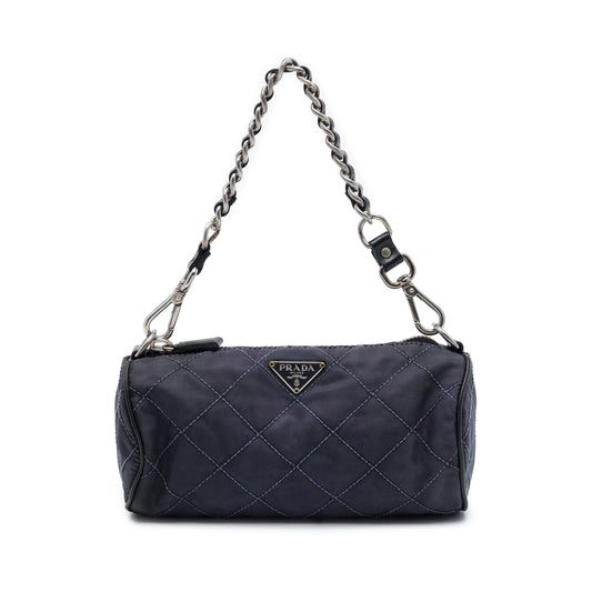 Prada Impuntu Tessuto Barrel Pochette — Blue