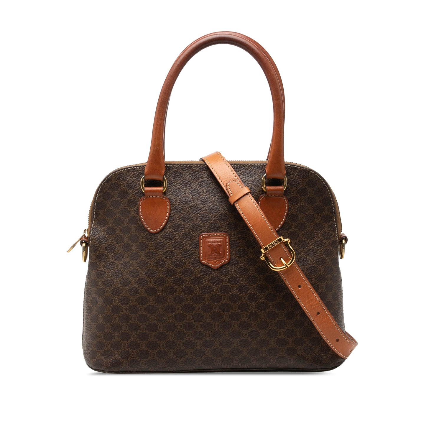 Celine Macadam Coated Canvas Dome Satchel