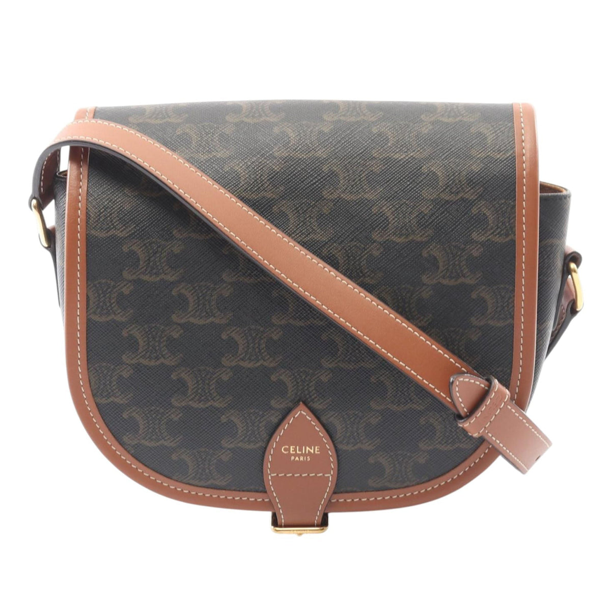 Celine MEdium Triomphe Coated Canvas Folco Crossbody