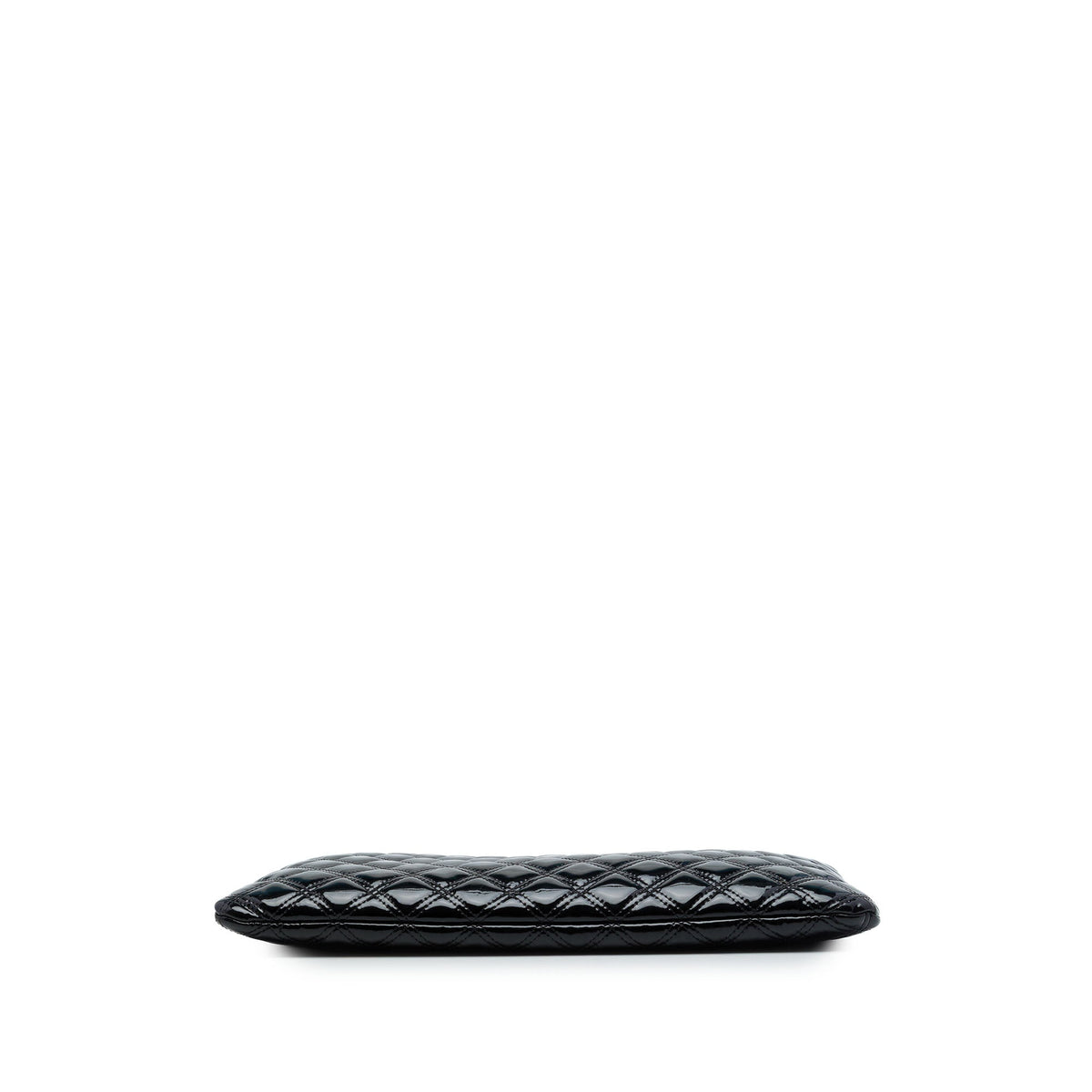 Chanel Large Quilted Patent Double Stitch O Case Clutch — Black