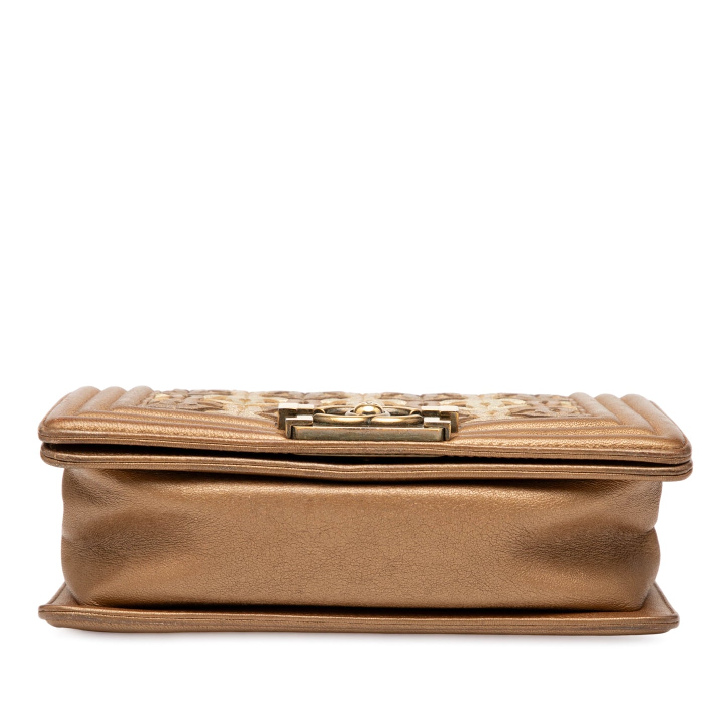 Chanel Small Quilted Metallic Lambskin Interwoven CC Boy Flap
