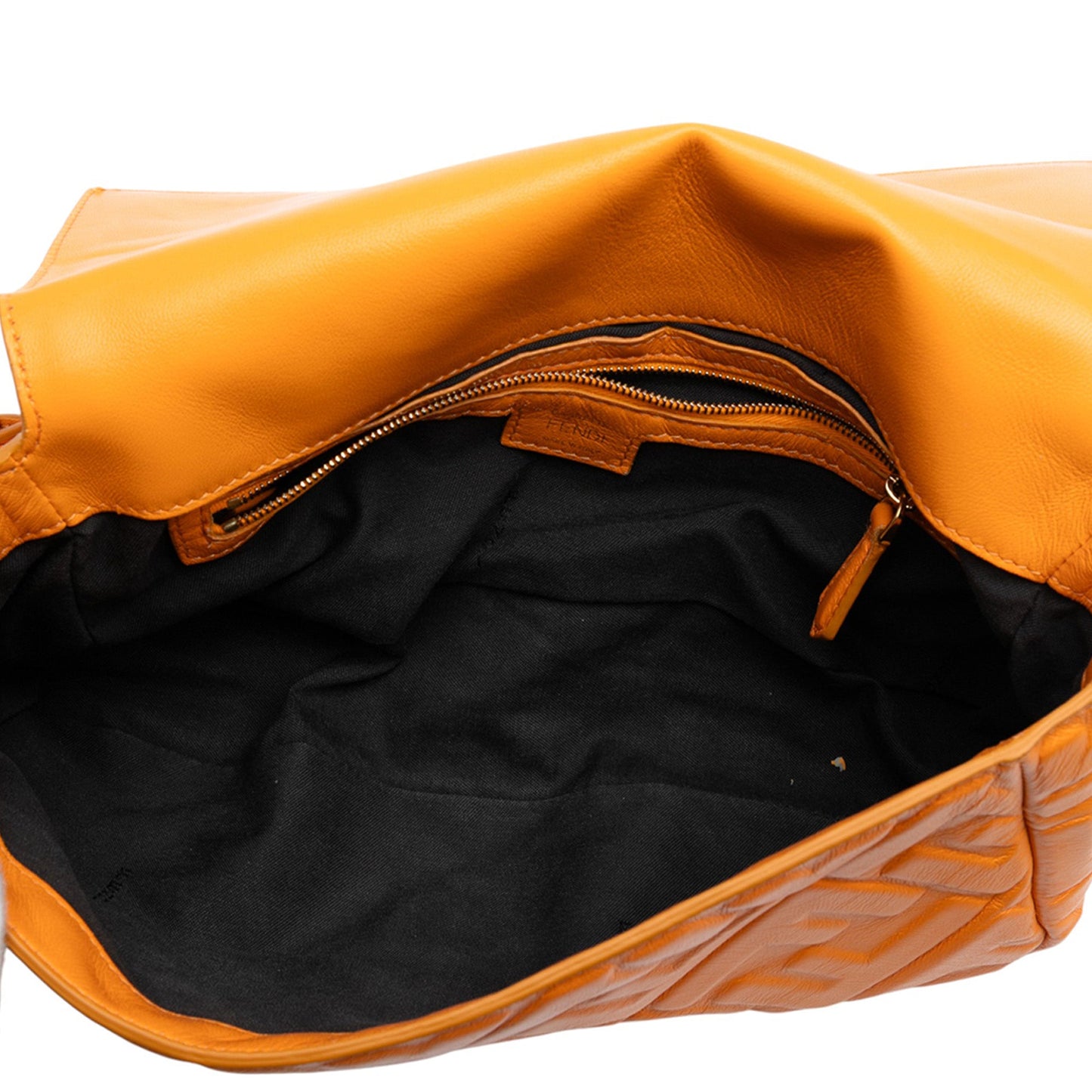 Fendi Zucca Embossed Leather Baguette Satchel