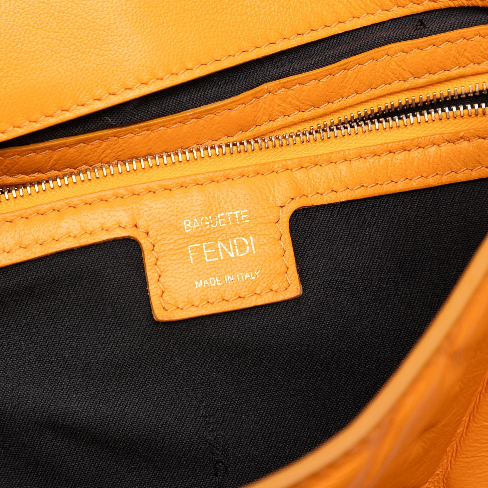 Fendi Zucca Embossed Leather Baguette Satchel