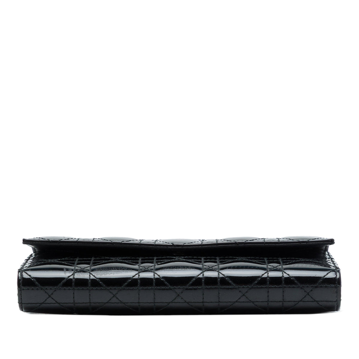 Dior Patent Cannage Lady Dior Wallet On Chain — Black