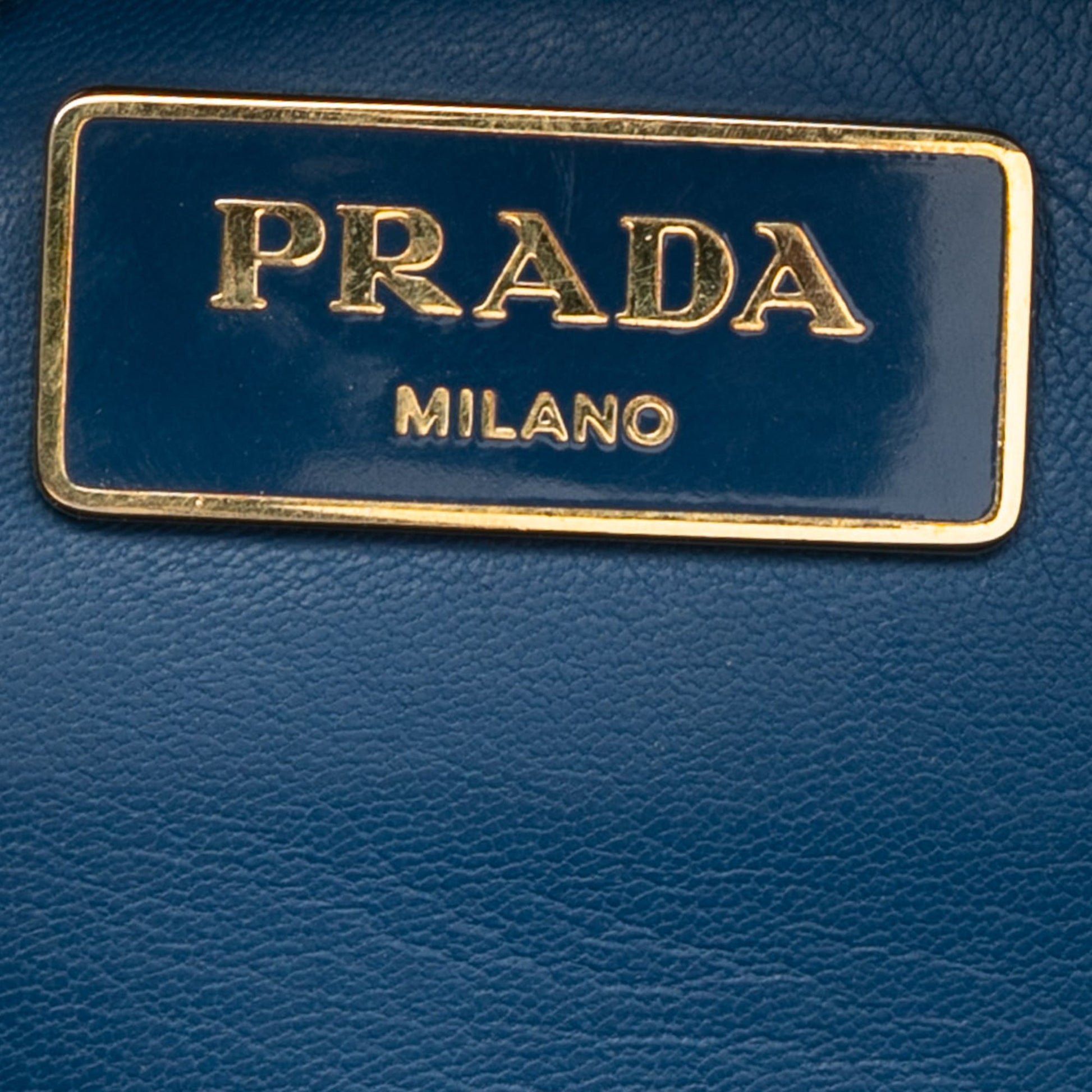 Prada Bicolor Saffiano Lux Pyramid Frame Top Handle Bag
