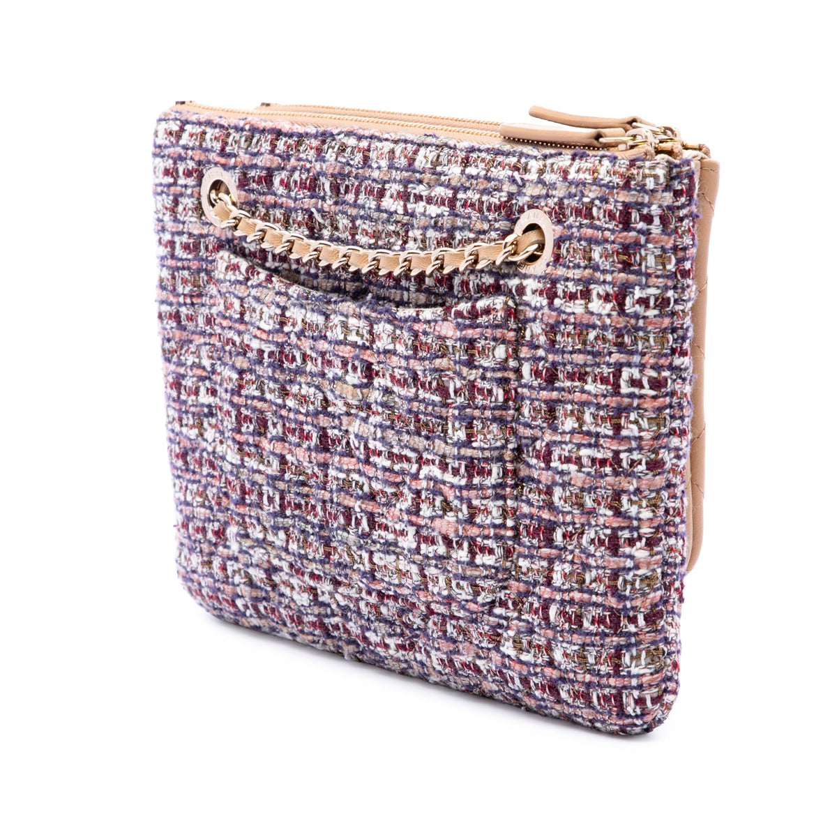 Chanel Quilted Lambskin and Tweed Double Case with Chain