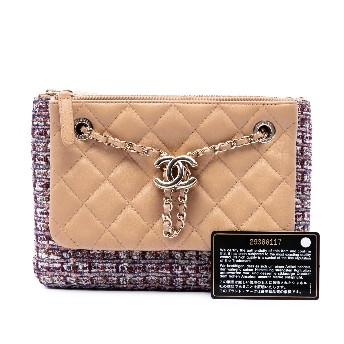 Chanel Quilted Lambskin and Tweed Double Case with Chain