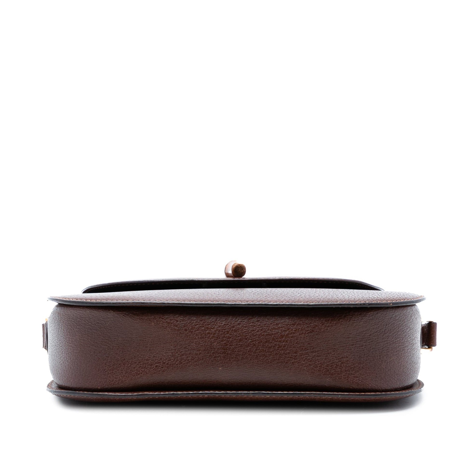 Leather Bamboo Turn Lock Crossbody