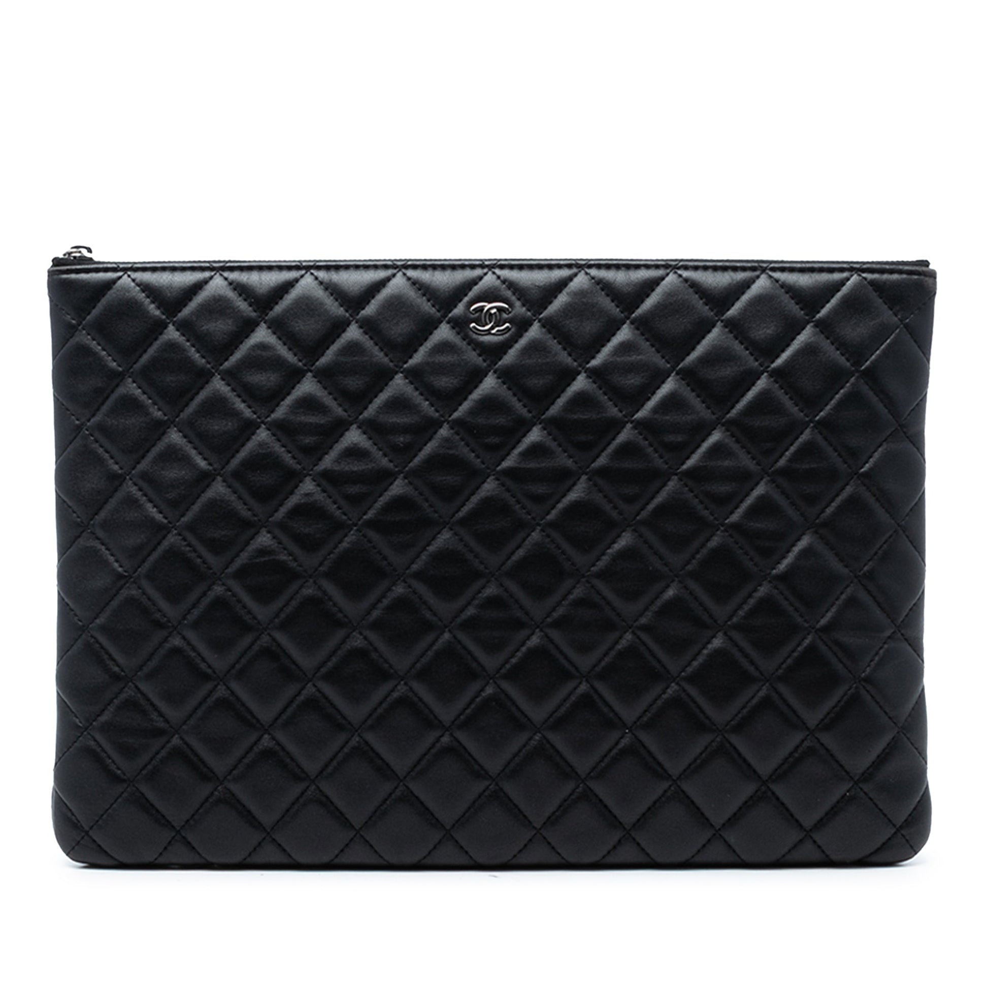 Large Quilted Lambskin O Case Clutch