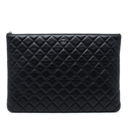 Large Quilted Lambskin O Case Clutch