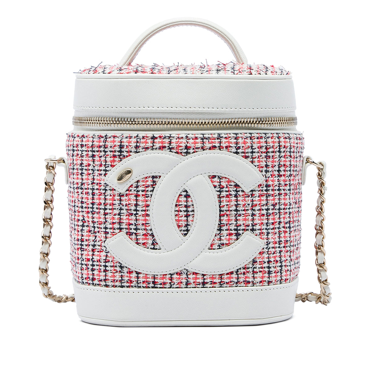 Chanel Tweed and Lambskin CC Vanity Case
