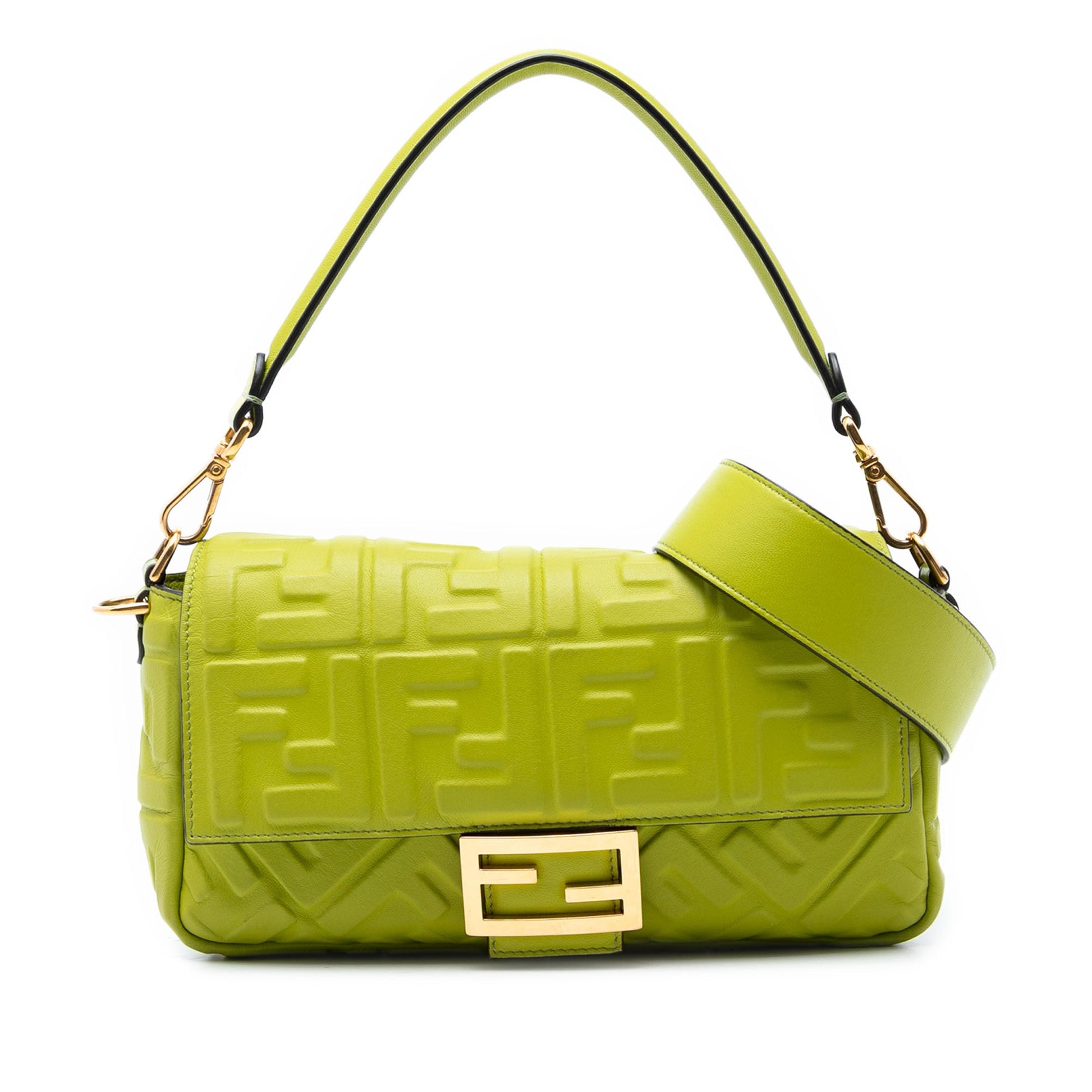 Fendi Zucca Embossed Leather Baguette Satchel