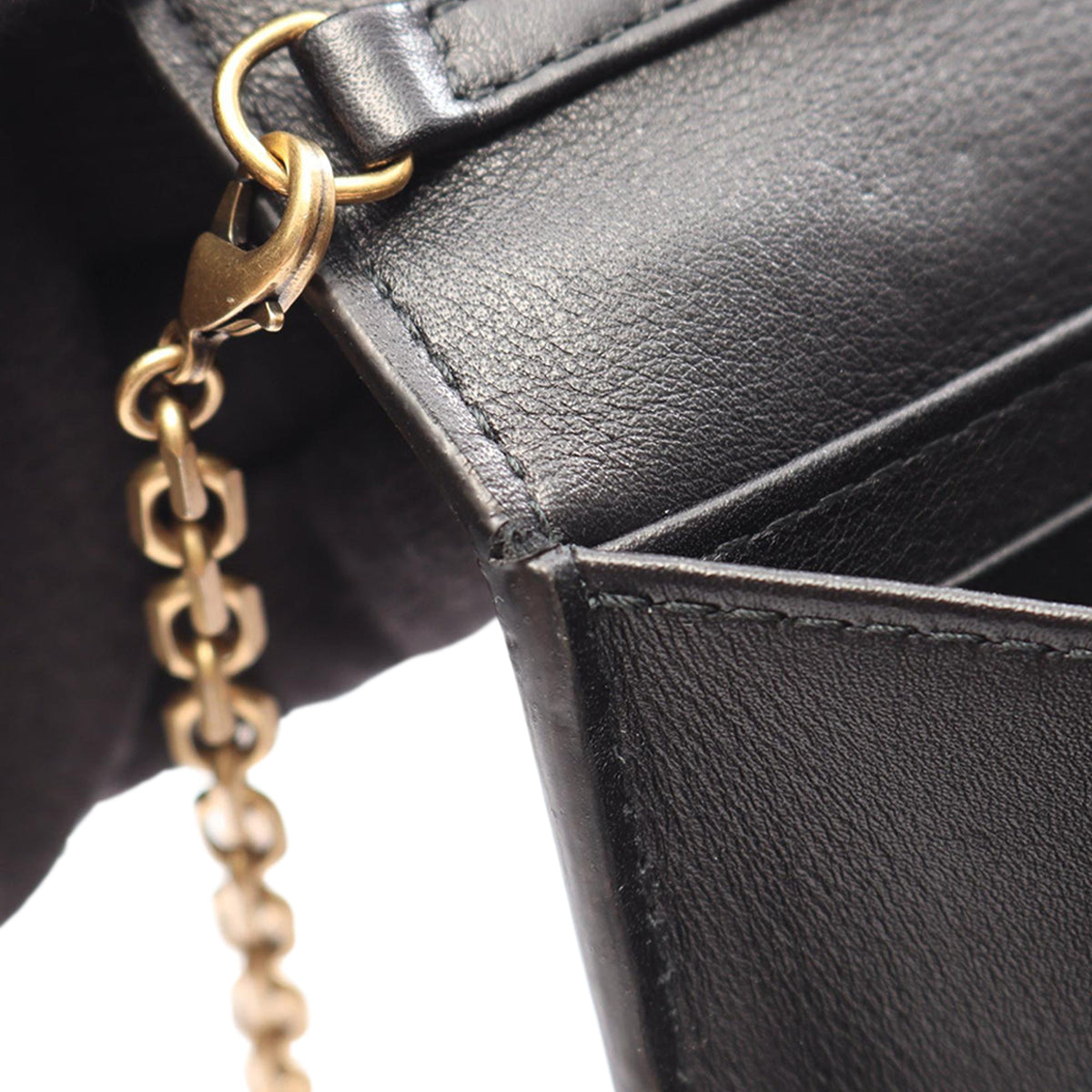 Dior Studded Calfskin Cannage Lady Dior Wallet on Chain — Black