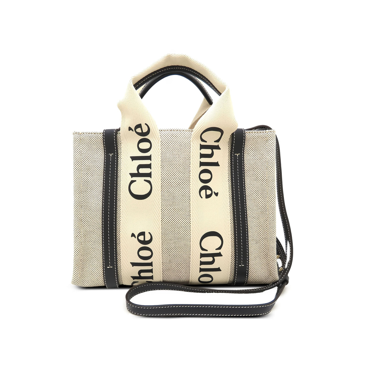 Chloé Small Canvas Woody Satchel — Beige