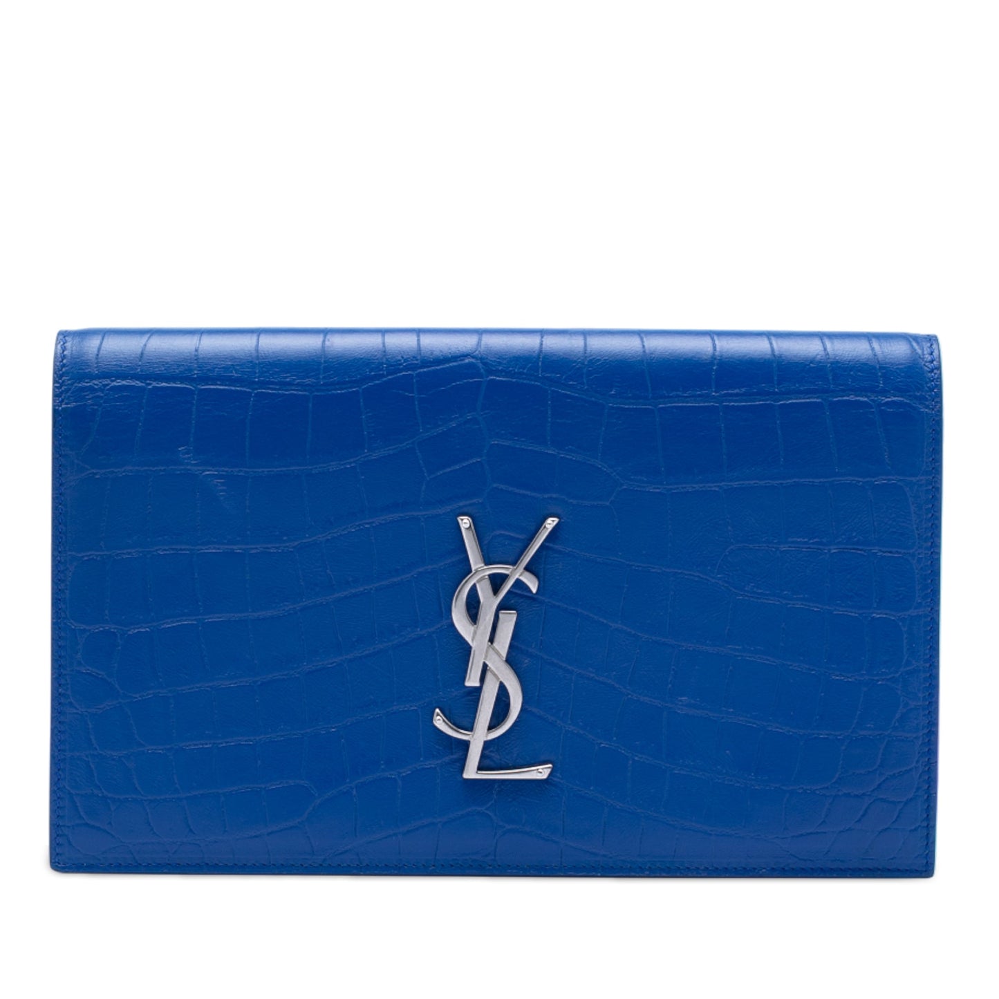 Saint Laurent Croc Embossed Monogram Kate Clutch