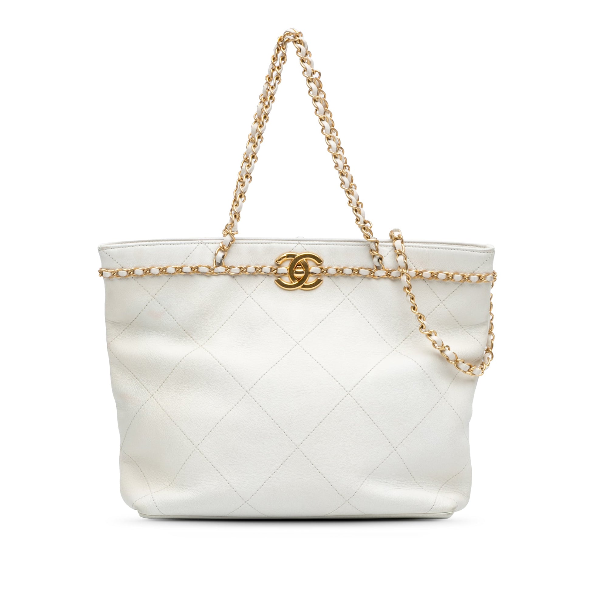 Chanel Quilted Calfskin CC Lock Chain Shopping Tote