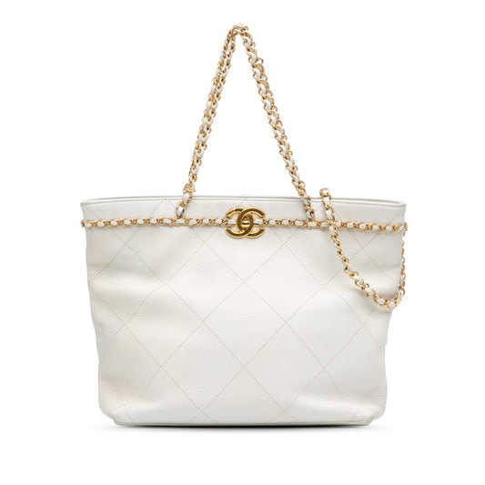 Chanel Quilted Calfskin CC Lock Chain Shopping Tote