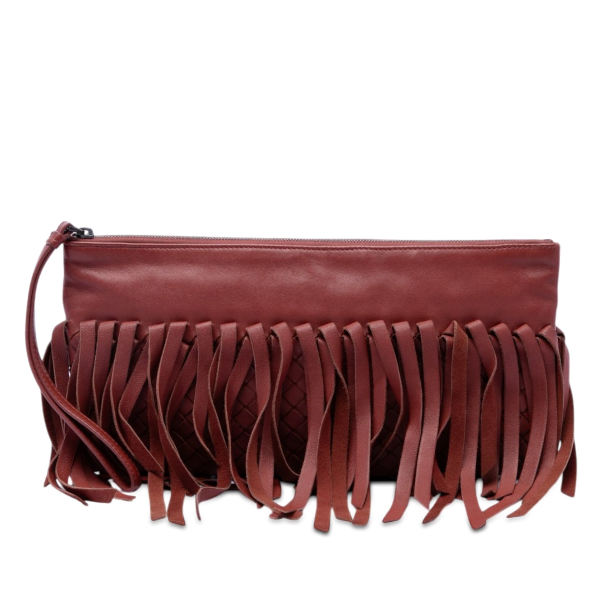 Bottega Veneta Lambskin Intrecciato Fringe Clutch