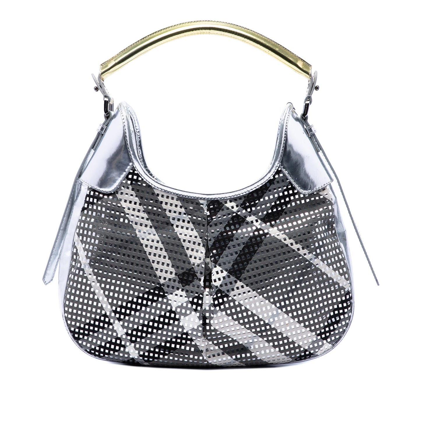 Burberry Metallic Patent and Beat Check Nylon Brooklyn Hobo