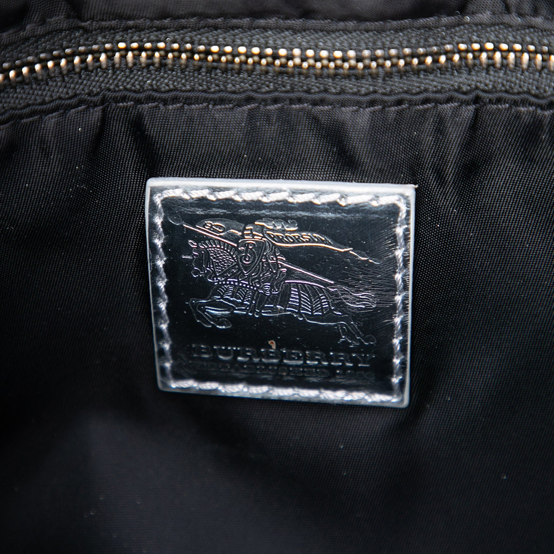 Burberry Metallic Patent and Beat Check Nylon Brooklyn Hobo
