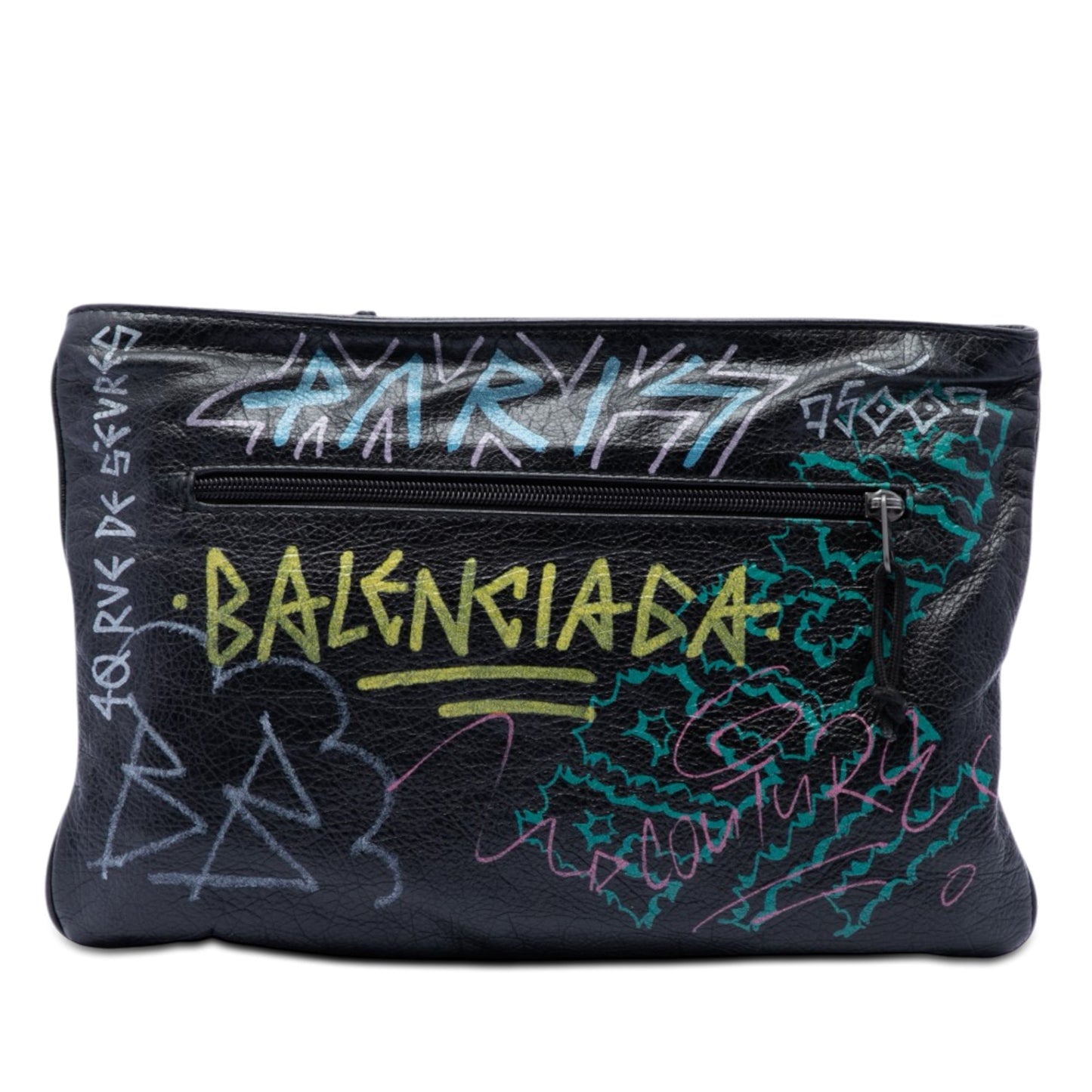 Balenciaga Lambskin Graffiti Explorer Clutch