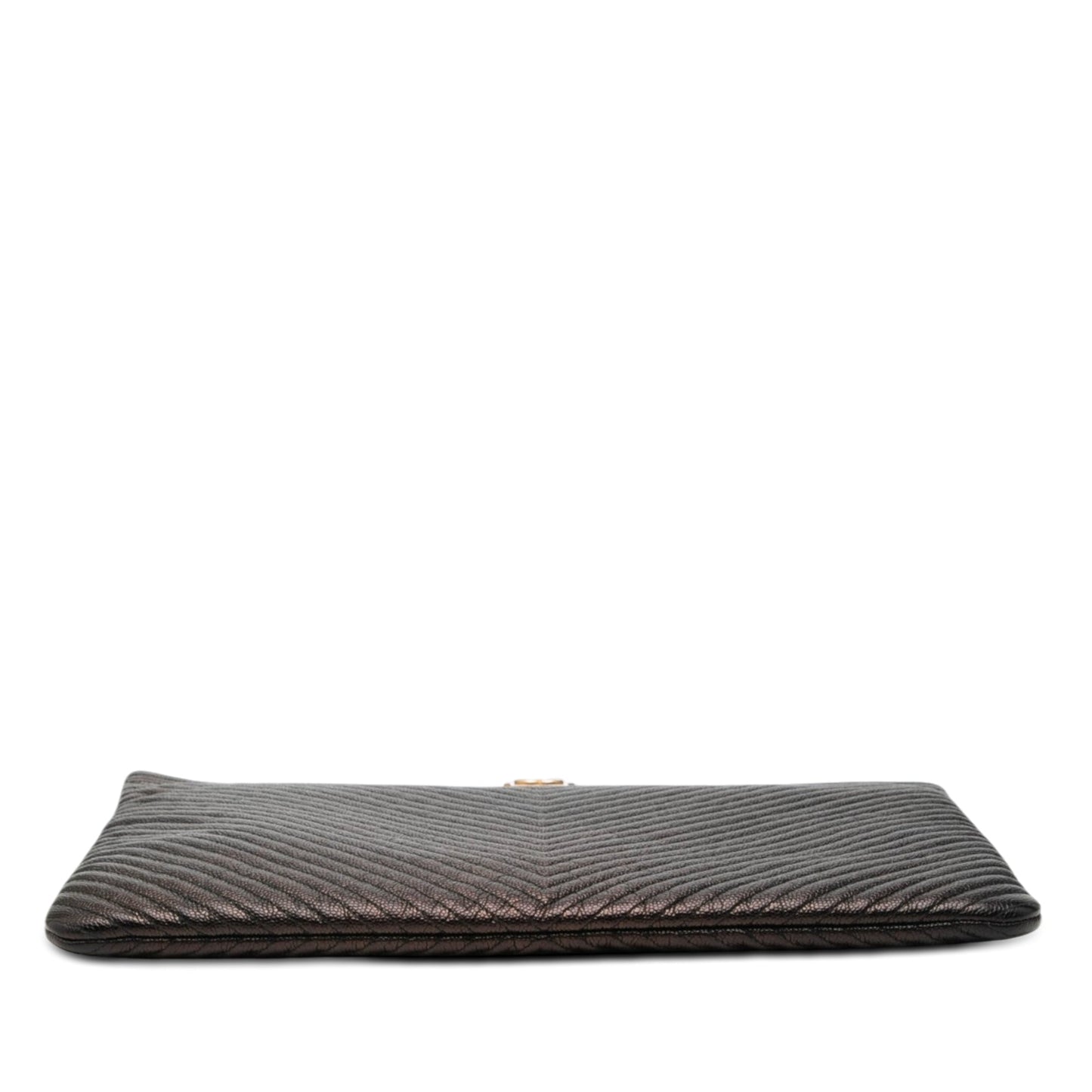 Chanel Large Chevron Iridescent Caviar Boy O Case Clutch