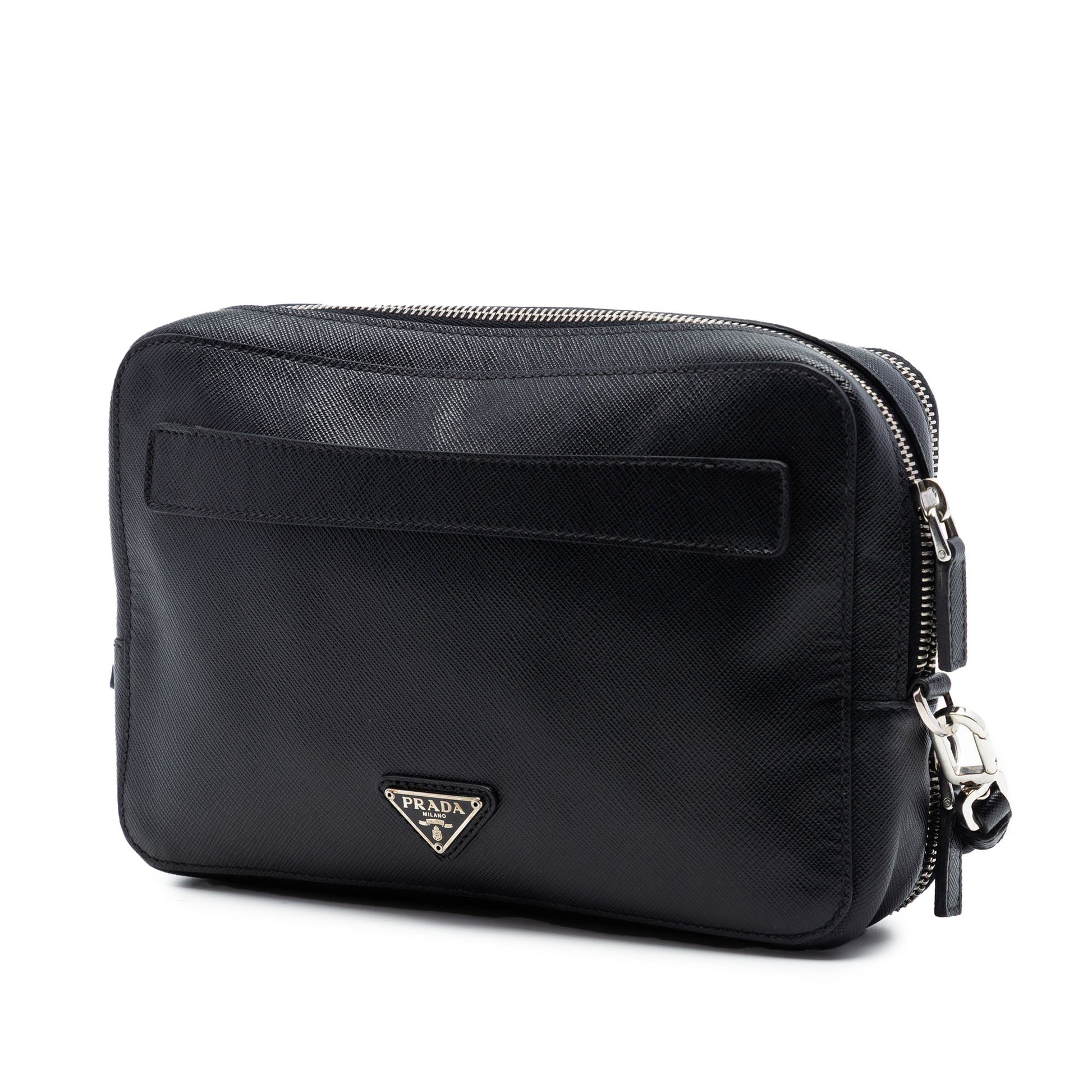 Prada Saffiano Double Zip Travel Pouch