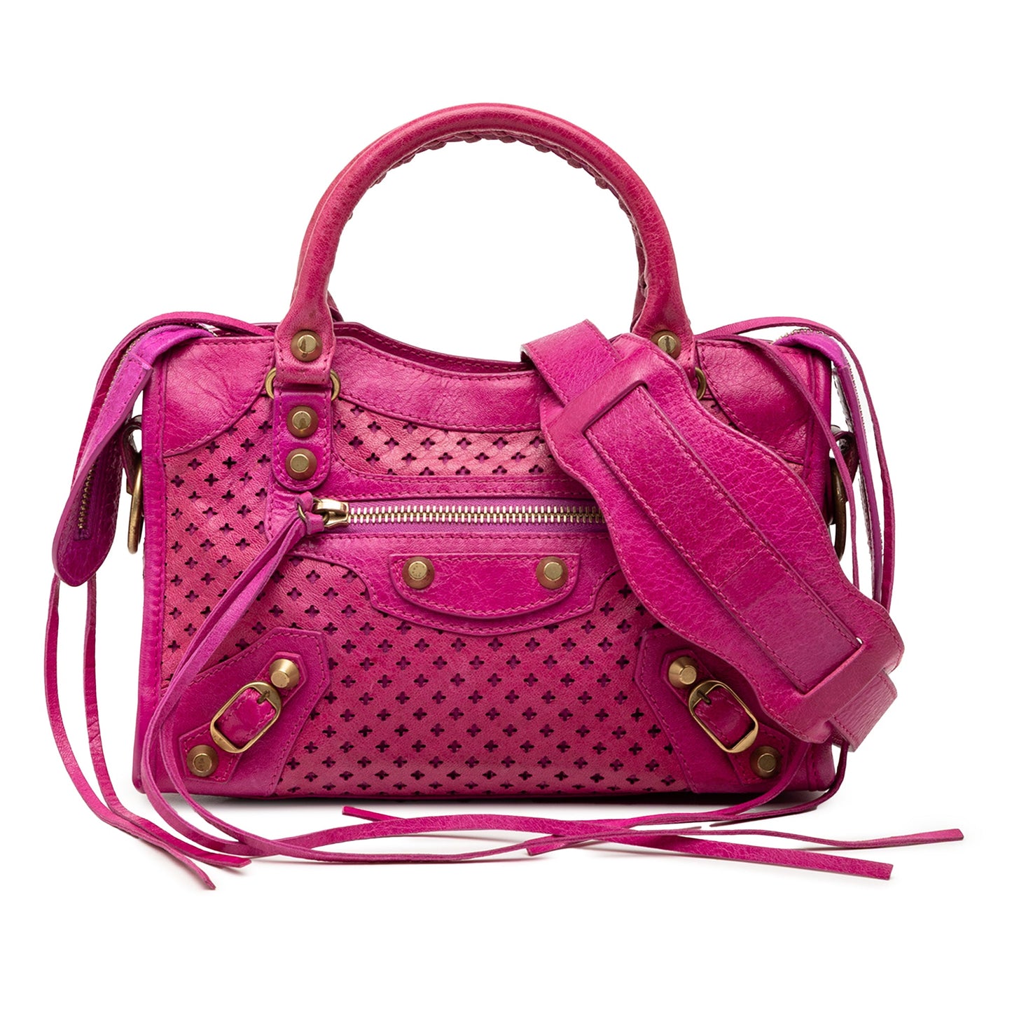 Balenciaga Mini Lambskin Motocross Stadio Laser Cut Cross Classic City Satchel