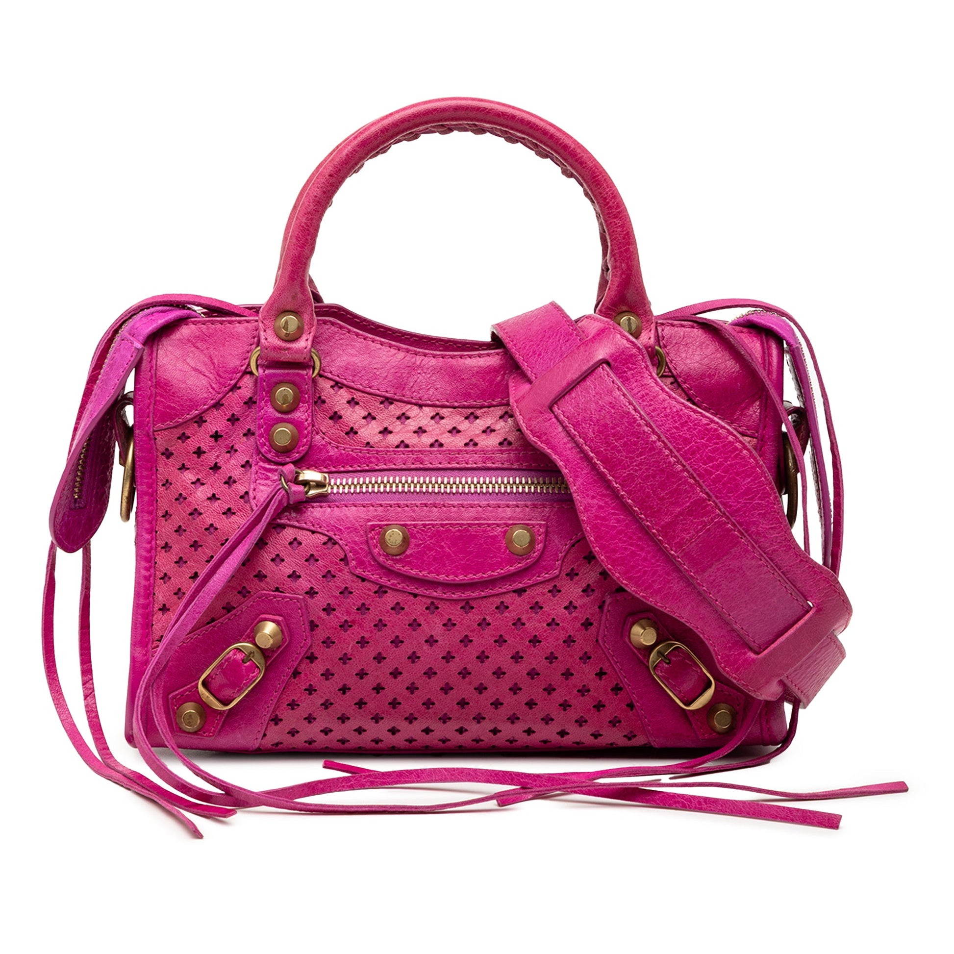 Balenciaga Mini Lambskin Motocross Stadio Laser Cut Cross Classic City Satchel