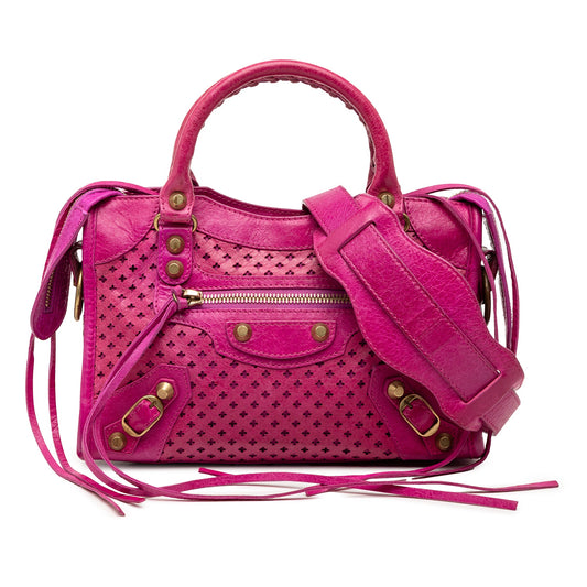Balenciaga Mini Lambskin Motocross Stadio Laser Cut Cross Classic City Satchel