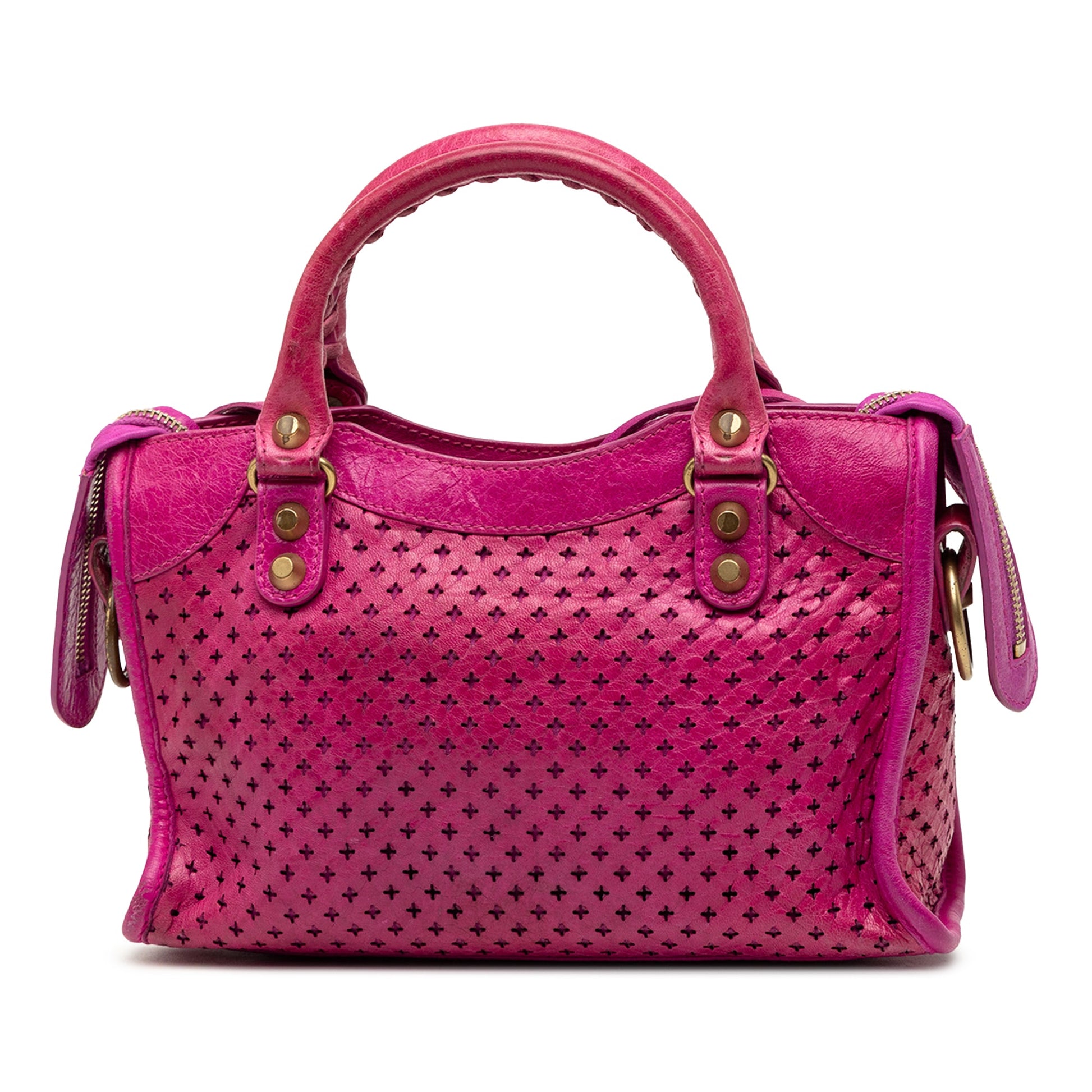 Balenciaga Mini Lambskin Motocross Stadio Laser Cut Cross Classic City Satchel