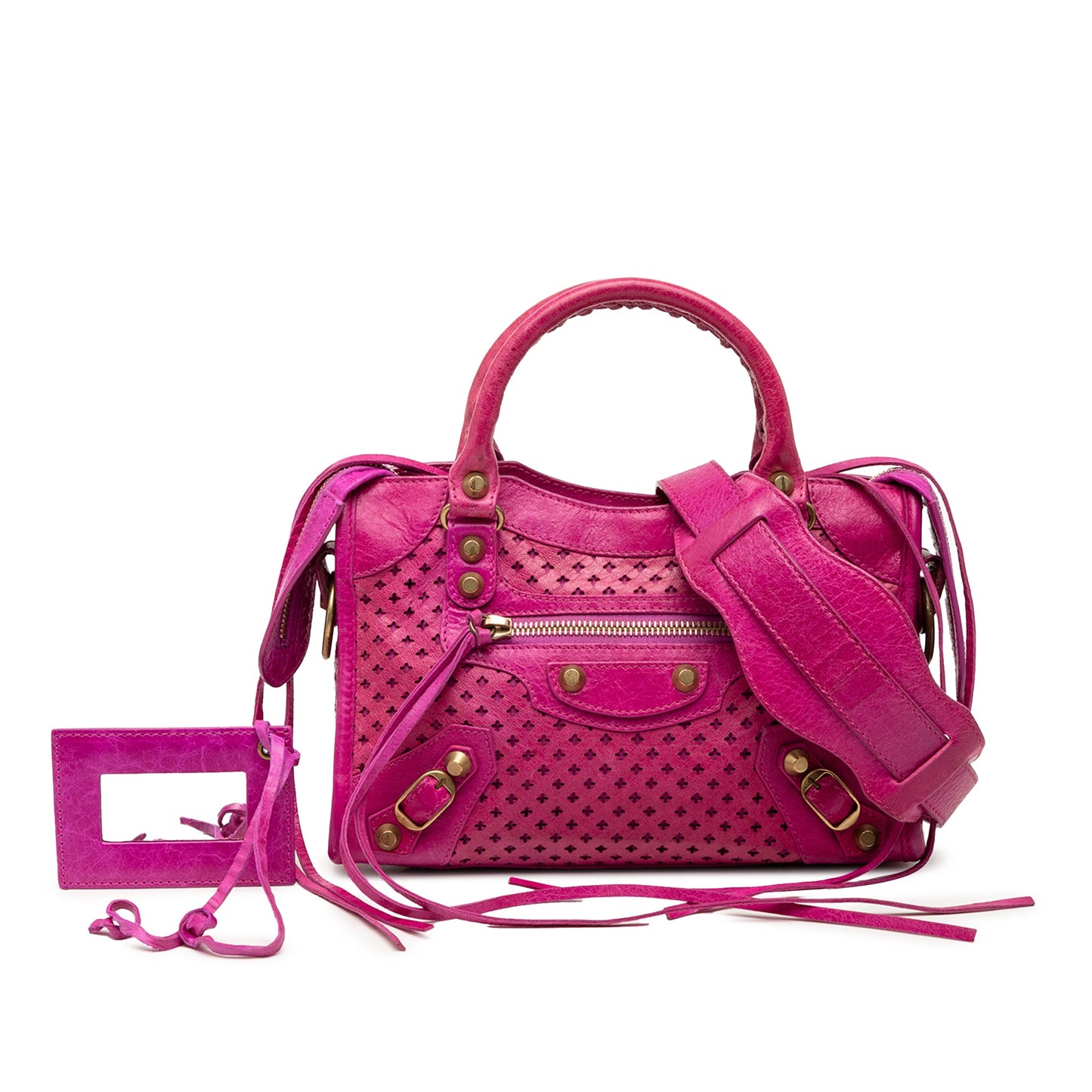 Balenciaga Mini Lambskin Motocross Stadio Laser Cut Cross Classic City Satchel
